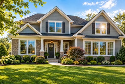 Clean windows on a two-story Rochester home